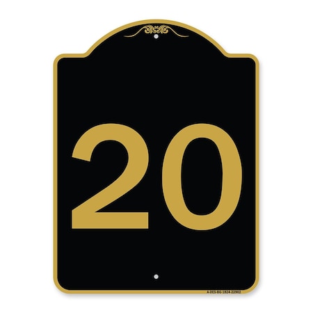Amistad 18 x 24 in. Designer Series Sign - Sign with Number 20, Black & Gold AM2026859